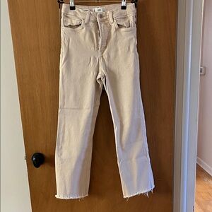 Mango Women's Light Tan Raw-Edge Flare Jeans